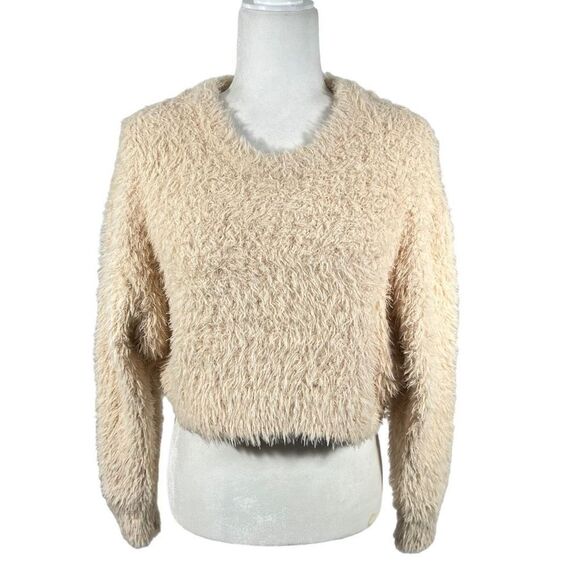 Urban Outfitters Medium Women's Cream Cuddle Up Crew Neck Cropped Sweater - Picture 1 of 12